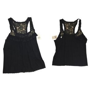 NWT Vintage Abercrombie And Fitch Floral Baby Doll Black Lace Women's Tank Top S